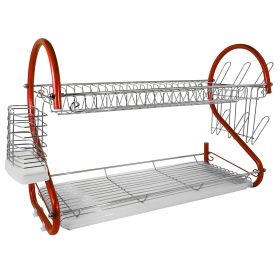 Better Chef 2-Tier 22 in. Chrome Plated Dish Rack in Red