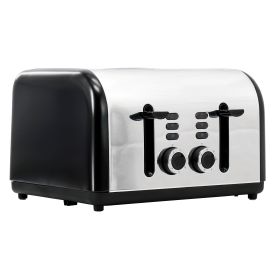 Redmond 4-Slice Wide Slot 1400W Stainless Steel Toaster in Black