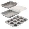 Farberware Nonstick Bakeware 12-Cup Muffin Pan and Cake Pan Set, 4-Piece, Gray