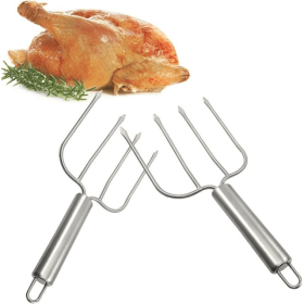 i Kito Thanksgiving Turkey Lifters Set of Two, Roasting Poultry Forks Serving Set Stainless Steel