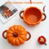 Dutch Oven Pot with Lid, Pumpkin Pottery Dessert Saucepan, Mini Baking Dish Cute Pumpkin Bowl, Covered Dutch Oven Ceramic Stockpot