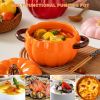 Dutch Oven Pot with Lid, Pumpkin Pottery Dessert Saucepan, Mini Baking Dish Cute Pumpkin Bowl, Covered Dutch Oven Ceramic Stockpot