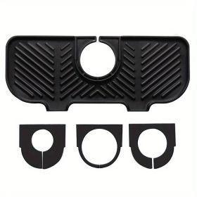 1pc Sink Drain Mat; Sink Faucet Splash Guard; Silicone Faucet Handle Drip Catcher Tray; Countertop Fast Drying Faucet Absorbent Mat For Kitchen; Bathr (Color: Black)