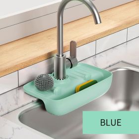 1pc Splash Guard For Sink Faucet; 10.63"x5.51"; Faucet Drain Rack; Super Absorbent Fast Drying Mat Sink Gadgets; Drip Catcher For Kitchen (Color: Blue)