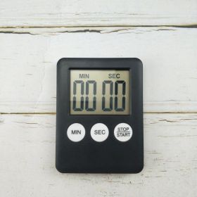 Cooking Timer LCD Digital Screen Clock Kitchen Countdown Timer Mechanical Digital Kitchen Timer Magnetic (Color: Black)