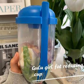 1pc Salad Cup; Household Salad Cup; Portable Salad Cup; Lunch Cup (Color: Blue)