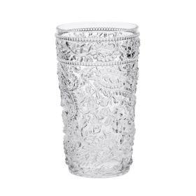 Paisley Acrylic Glasses Drinking Set of 4 Hi Ball (17oz), Plastic Drinking Glasses, BPA Free Cocktail Glasses, Drinkware Set, Drinking Water Glasses (Color: as Pic)