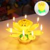 1pc Lotus Music Birthday Candle; Children's Creative Rotating Flowering Singing Lotus Lantern Cake Decoration